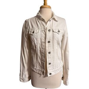 Old Navy Women's White Distressed Jean Jacket size Medium